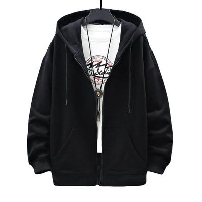 Herren Einfarbige Hoodies Mantel Harajuku Basic Langarm Frühling Herbst Locker Reißverschluss Lässig Übergroße Sweatshirts Jacke mit Tasche