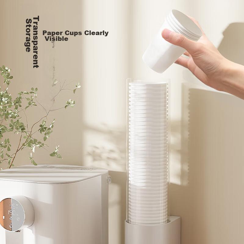 Dipuer Disposable Cup Holder, No-Drill Wall-Mounted Dust-Proof Plastic Cup Rack, Automatic Cup Dispenser for Water Coolers