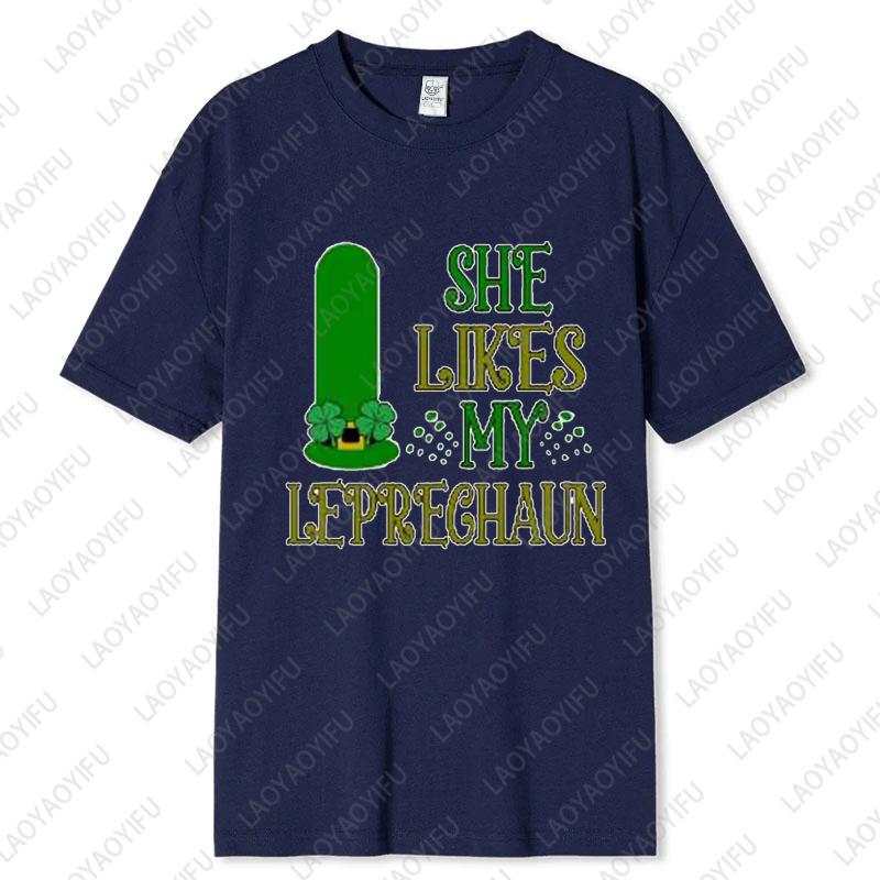 Saint Patricks Day Couple Tee Fun Festival Graphic Simple Style Oneck Printed Unisex Cotton Tshirt Man Women Lovers Clothes