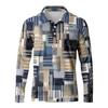 Polo shirt with abstract geometric pattern, collared long-sleeve shirt