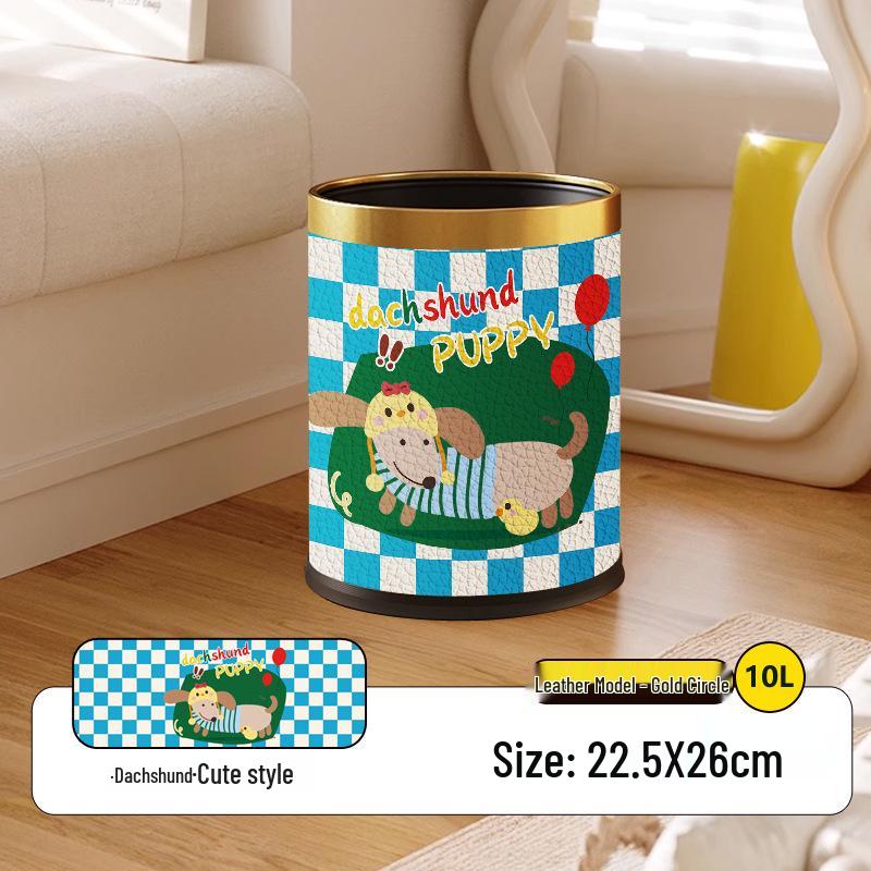 He Mu Cheng Double Layer Cartoon Stainless Steel Trash Can with Foot Pedal - Living Room & Kitchen