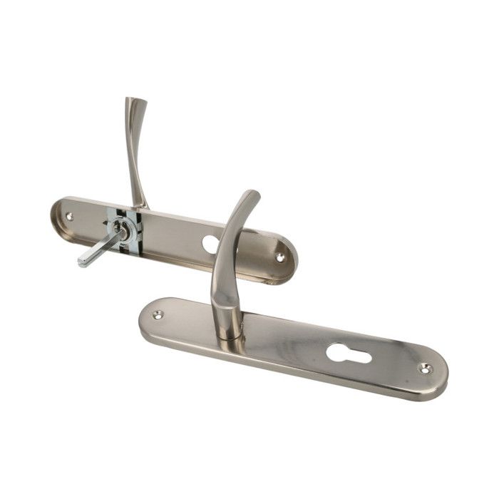 Jeu de béquilles sur plaque à cylindre - ISHI PB85 - 240 x 45 mm - Aluminium - Nickel brossé