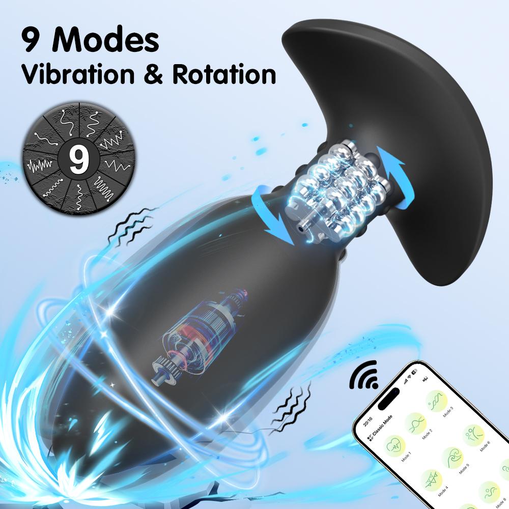 APP 360° Rotation Vibrating Anal Plug Butt Plug Sex Toys for Men Prostate Massager Anal Vibrator Sex Toy for Male Women