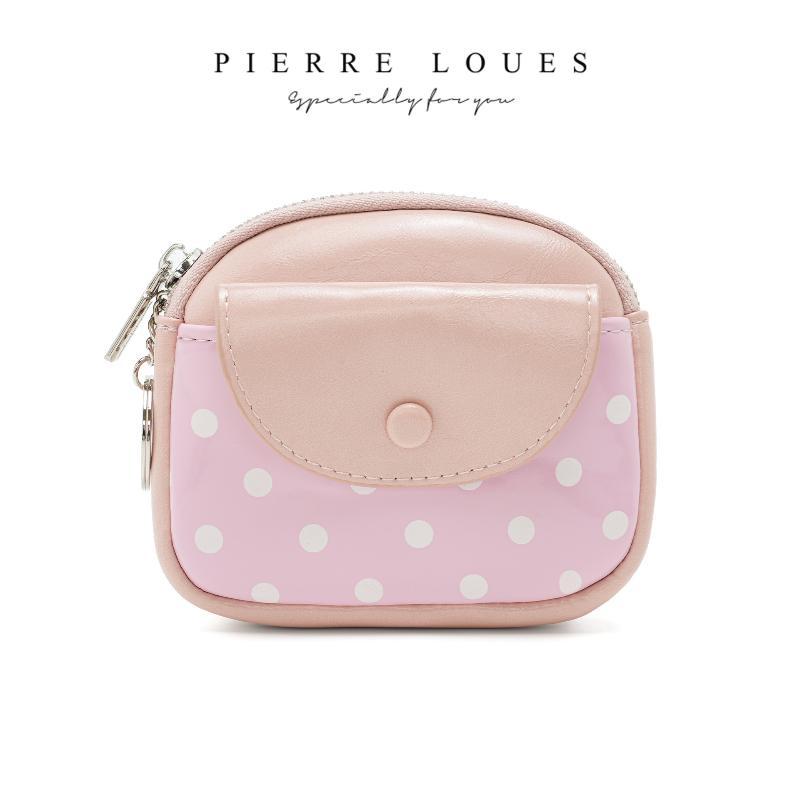 Polka Dot Portable Pu Leather Coin Purse Glossy Surface With Key Ring For Daily Shopping Travel