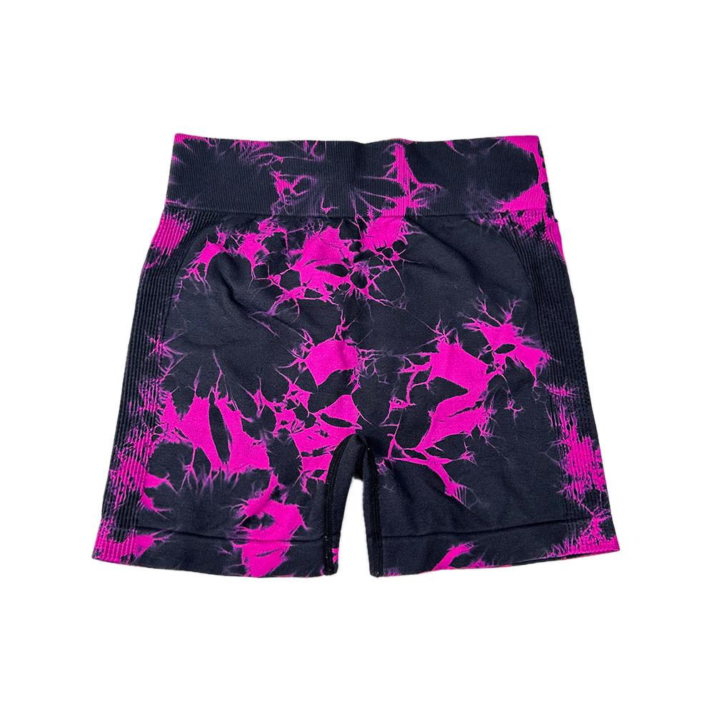 Peach Smiley Face Seamless Tie-Dye Yoga Shorts for Women
