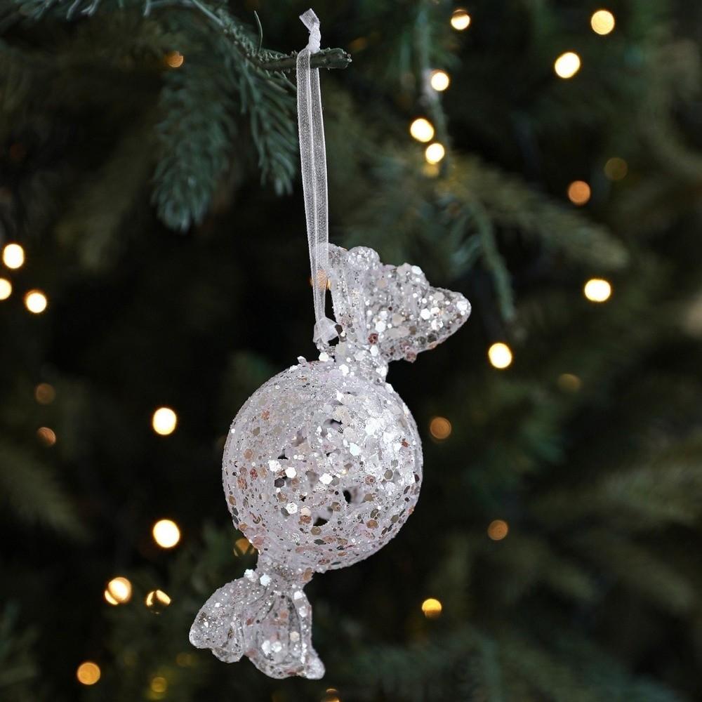 Plastic Christmas Tree Pendant Glitter Artificial Christmas Decoration  Office Decor