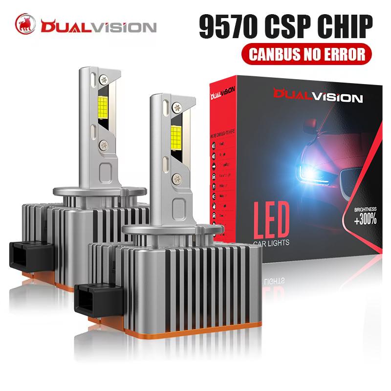 

Dualvision D1S D3S D2S D4S D5S D8S LED Фари CANBUS 30000LM 300W D2R D3R D4R LED Двосторонній CSP Чіп 6000K 12V 24V Plug&Play 300W 30000LM
