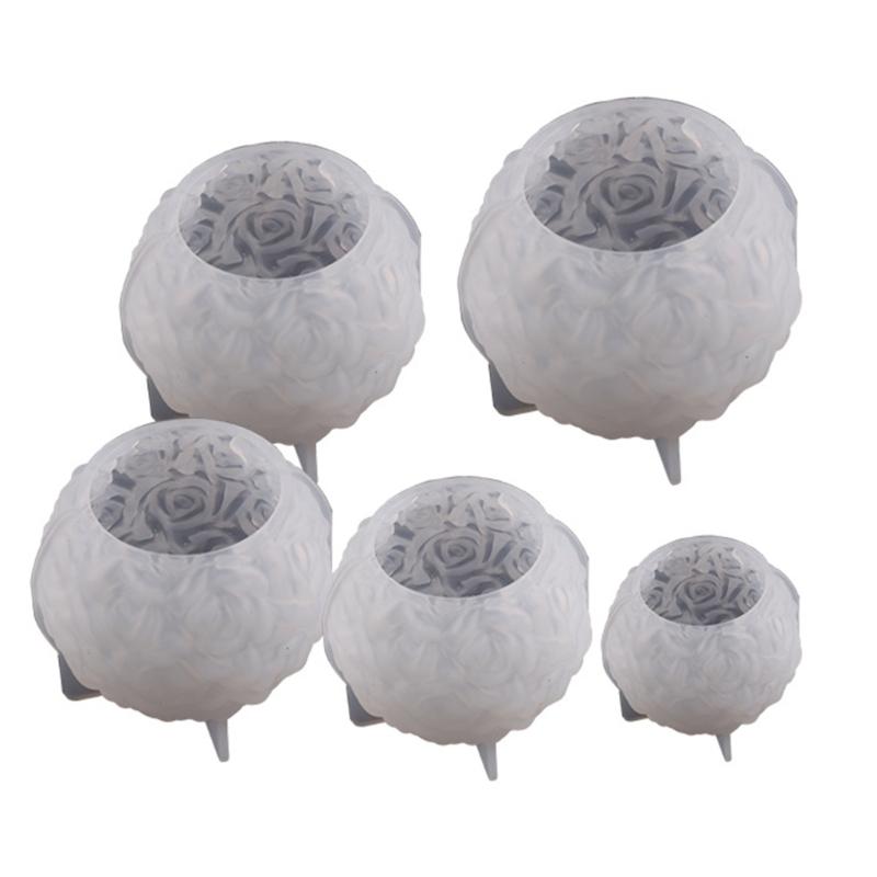 Large Silicone Candle Mold for DIY Flower Rose-Ball Shape Scented Candle Wax Mold Handmade Plaster Resin Soap Craft Mold