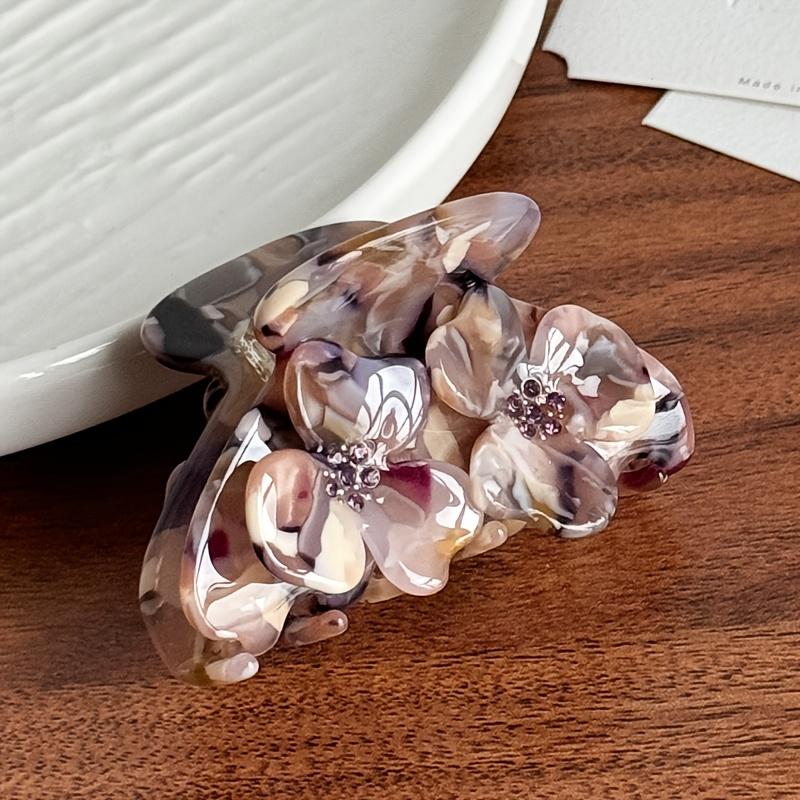 

3D flower design, elegant contrast floral patchwork, portable daily hair clip, ideal holiday gift for women