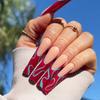 European French Ultra-Long Ballet Red and Blue Twisted Stripe Nail Tips