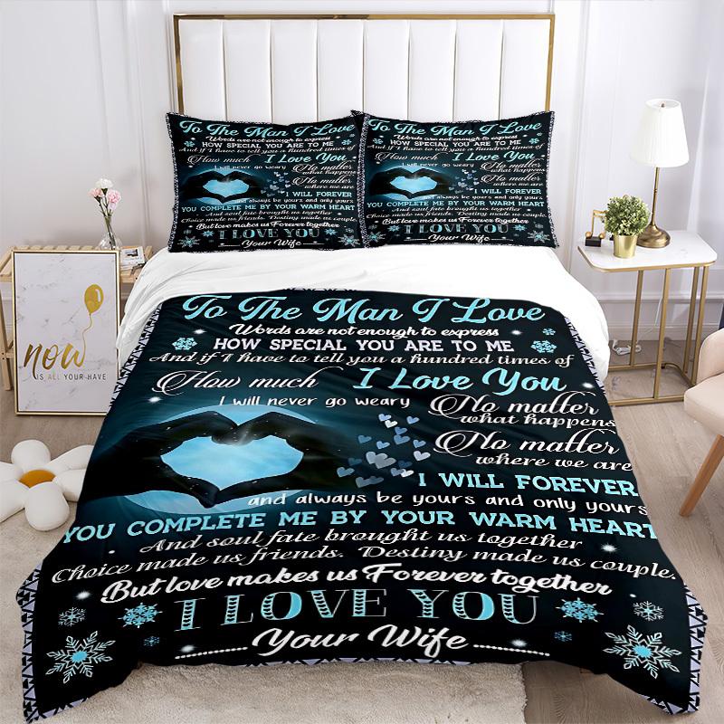 3pcs Love Declaration Duvet Cover Set, Cover For Bedroom Guest Room (1 Duvet Cover + 2 Pillowcase, Without Quilt),  yy250922238