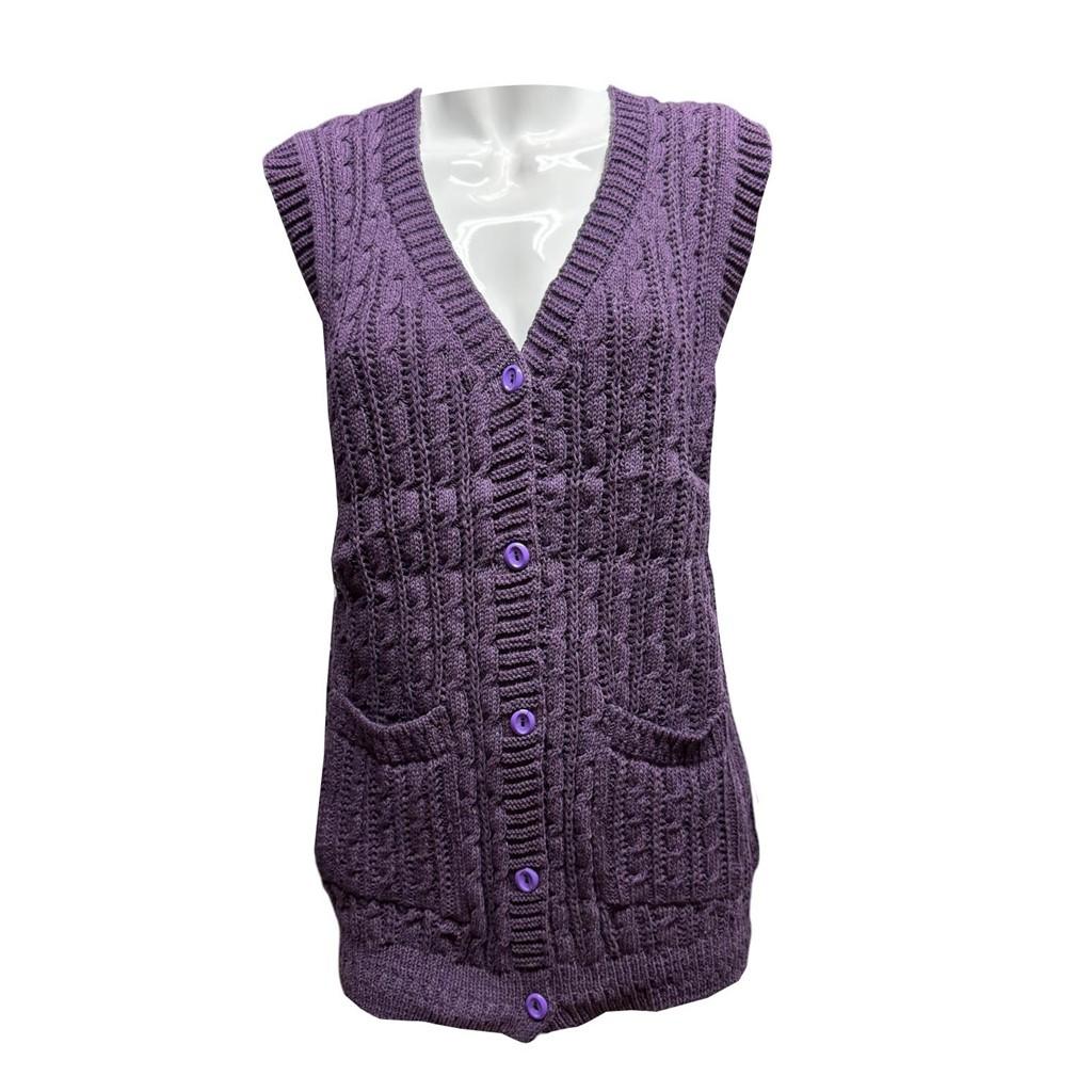 Ciciten Pocket Buttoned Daily Knitwear Women's Vest Mother's Vest