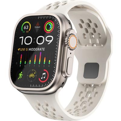 Silicone Strap for Apple Watch 1/2/3/4/5/6/7/8/9/10/11/SE Ultra 1/2/3 42/44/45/46/49mm, Beige