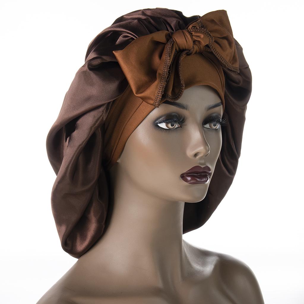 European Satin Nightcap: Wide Brim with Long Ribbon Tail