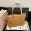 Designer Quilted Shoulder Bag Women Khaki Pu Leather Handbag Fashion Ladies Commute Laptop Tote Large Capacity Shopping Bag