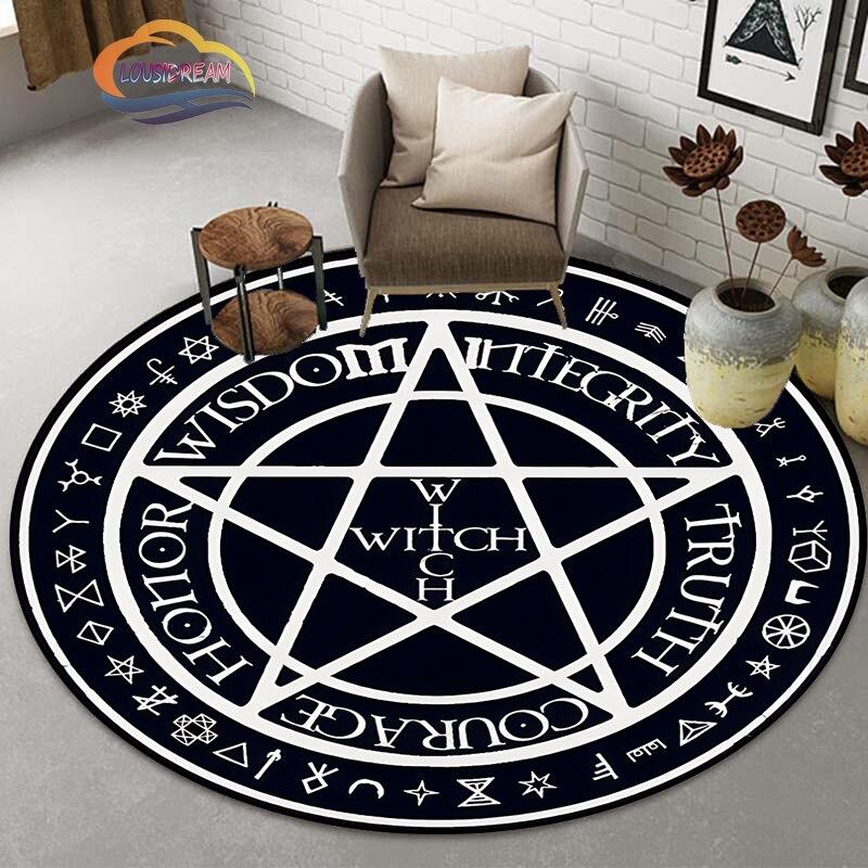 Pentacle Symbol Rug, Freemasonry Round Carpet, Goat Head Satan Rug,  Ouija Board with Hands Occultism Rug Witchcraft Goth Rug