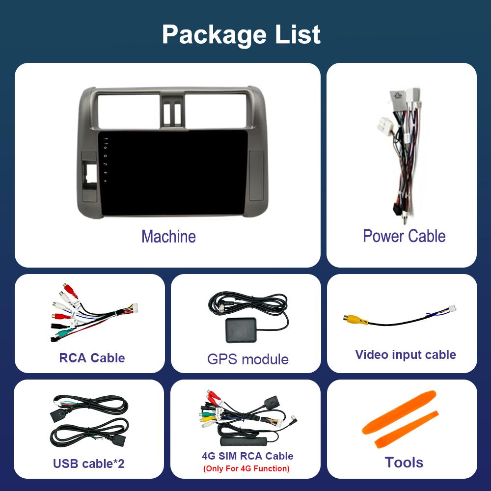 9 Inch Car Radio Multimedia Player for Toyota Prado 2009 - 2013 Android System GPS Navi WiFi BT 4G Carplay Head Unit Auto Tools