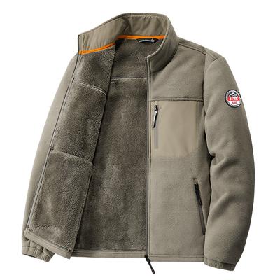 Jaqueta Esportiva de Lã Polar Masculina Cardigã de Lã Casual para Exterior Jaqueta com Capuz Quente para Idosos e Meia-idade