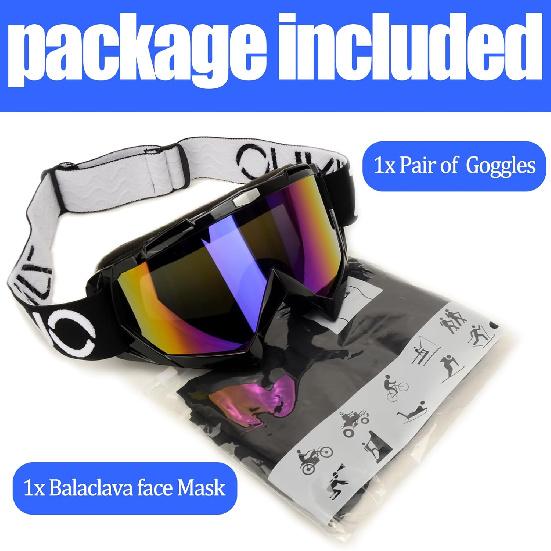 ATV Goggles With Balaclava Face Mask For Men Women And Youth, Dirt Bike Motorcycle Motocross Riding Ski Goggles