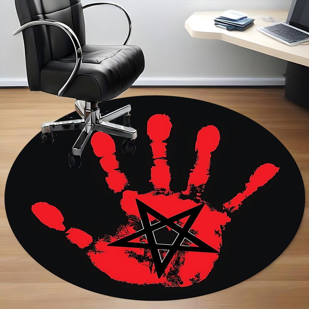1pc Blood Handprint Office Round Area Rug, Under Office Chairs Bedroom Living Room Home Decor, Room Deco, Available in Various Sizes