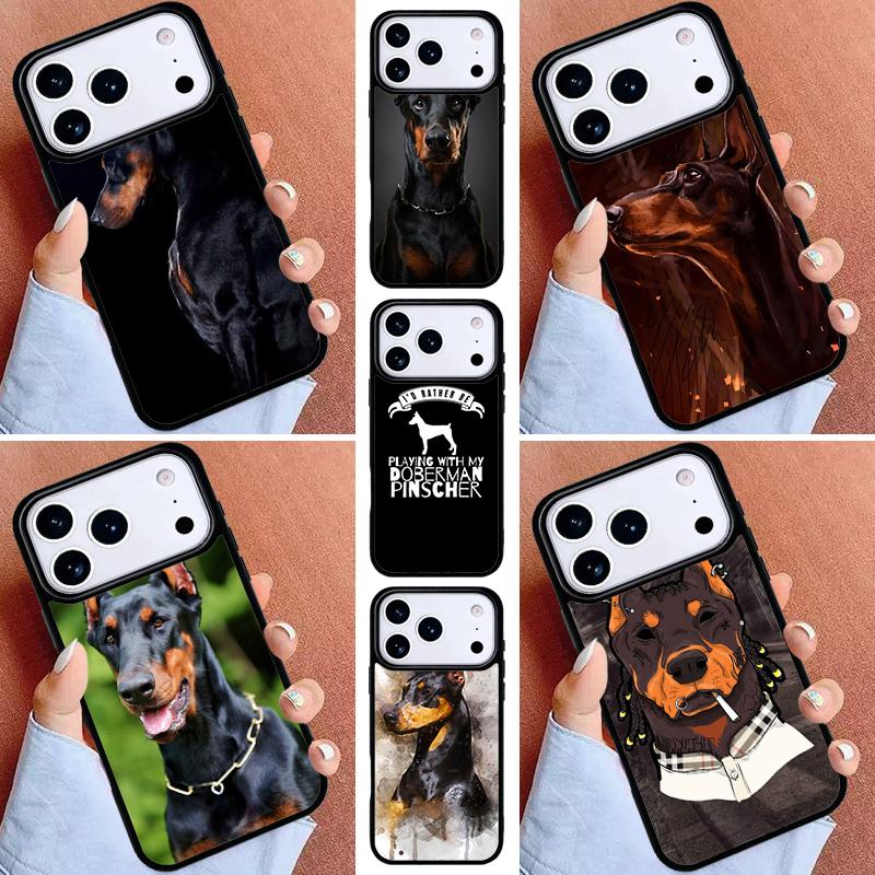 Cute Doberman Pinscher Dog Phone Case for iPhone 16e 15 14 13 12 17 Pro Max Plus Air 17pro Cover Coque
