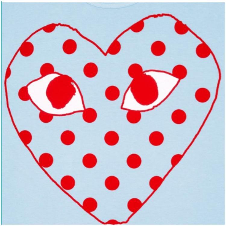 Comme des Garçons PLAY COMME Des GARCONS PLAY Kawakubo Rei Red Love Printing Short Sleeve Blue Men's AZ-T276-051-1