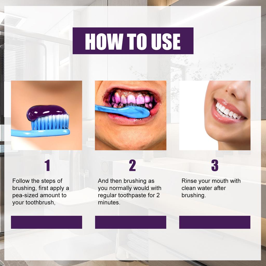 V34 Purple Toothpaste Gently Clean Teeth Tartar Tooth Stains Mouth Odor Fresh Teeth Protection
