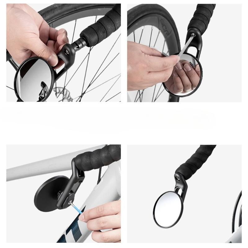 1pc Bicycle Handlebar End Rear View Mirror 360 Degree Adjustable Length Bar End Plug Convex Mirror for Road Mountain Bike