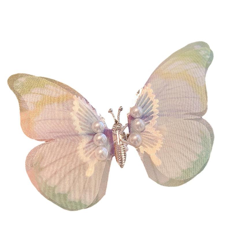 

Lovely Butterfly Pearl Hair Clip For Girls Cute And Exquisite Hair Accessory For Kids Moving Butterfly Decoration Green White