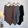 T-shirt Damski Jednolity Kolor Codzienny Duży Rozmiar Luźny Okrągły Dekolt Pulower Krótki Rękaw Top