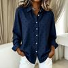 Dameslosvallend Stippen Lange Mouwen Blouse met Kraag voor de Herfst - Veelzijdige Casual Top