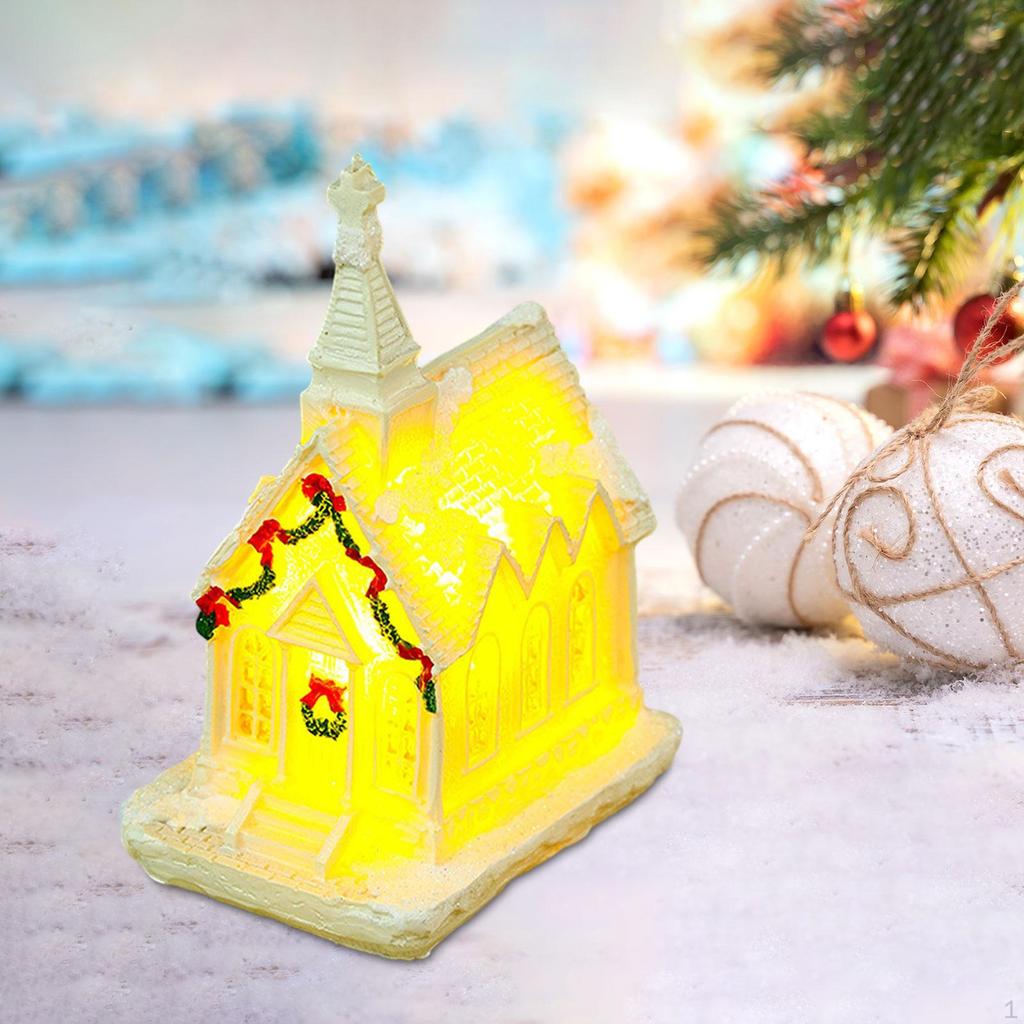 Christmas Glowing House Ornaments Holiday Decoration for Window Sill