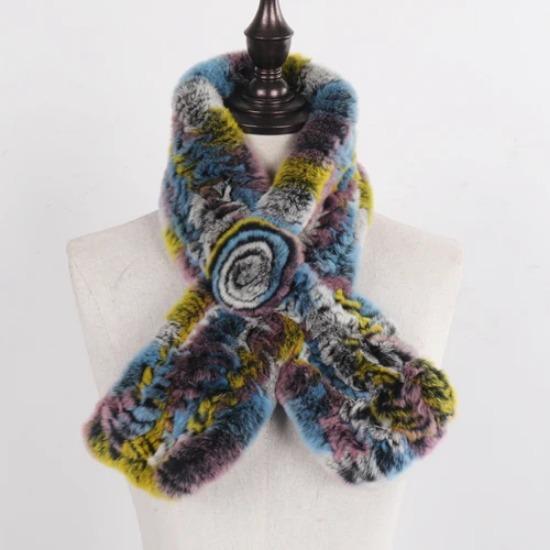 Winter Women Real Rex Rabbit Fur Scarf Natural Warm Soft Rex Rabbit Fur Muffler Lady Genuine Rex Rabbit Fur Scarves