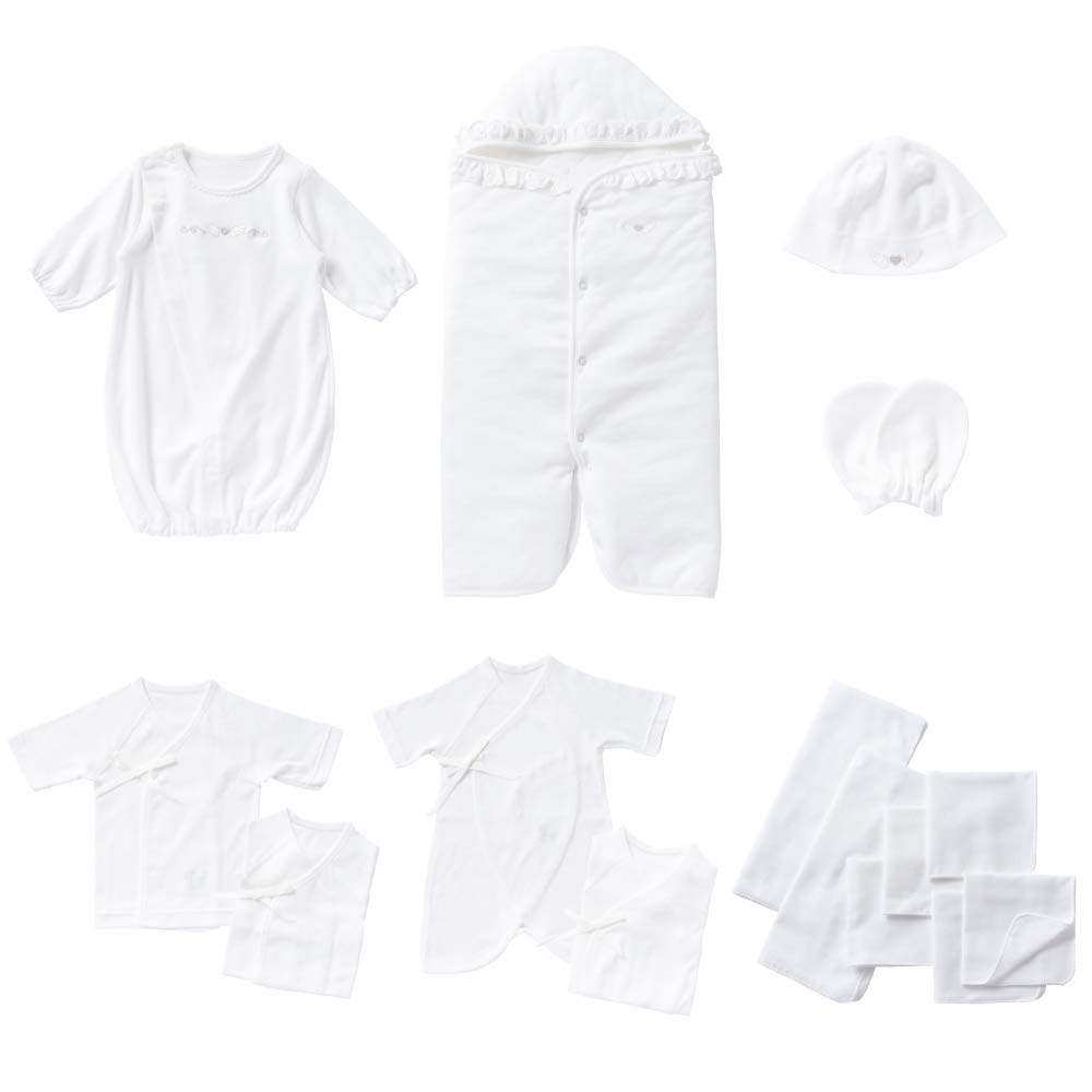 Cream De Coco Angel Heart Set for Low Birth Weight Mini Size Short Combination Gauze Bath Gauze for Immediate Postpartum Made In 15-Piece Babies