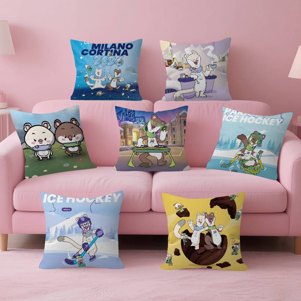 Office Cushion Pillowcase Car Cushion Cover45X45CM Lumbar Pillowcase Sofa Pillowcover Mascot TTina cute And MMilo