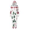 Christmas Print Family Matching Hooded Long Sleeved Zippered Jumpsuit Set