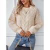 Women's Fall Long Sleeve Crew Neck Sweaters Solid Color Cable Knit Tops Woven Crewneck Pullover for Women