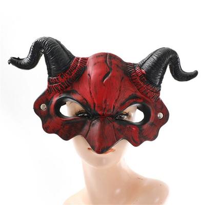 Rinderziegenhornmaske PU-Leder Cosplay Maskerade Lustige Halloween-Maske Festival