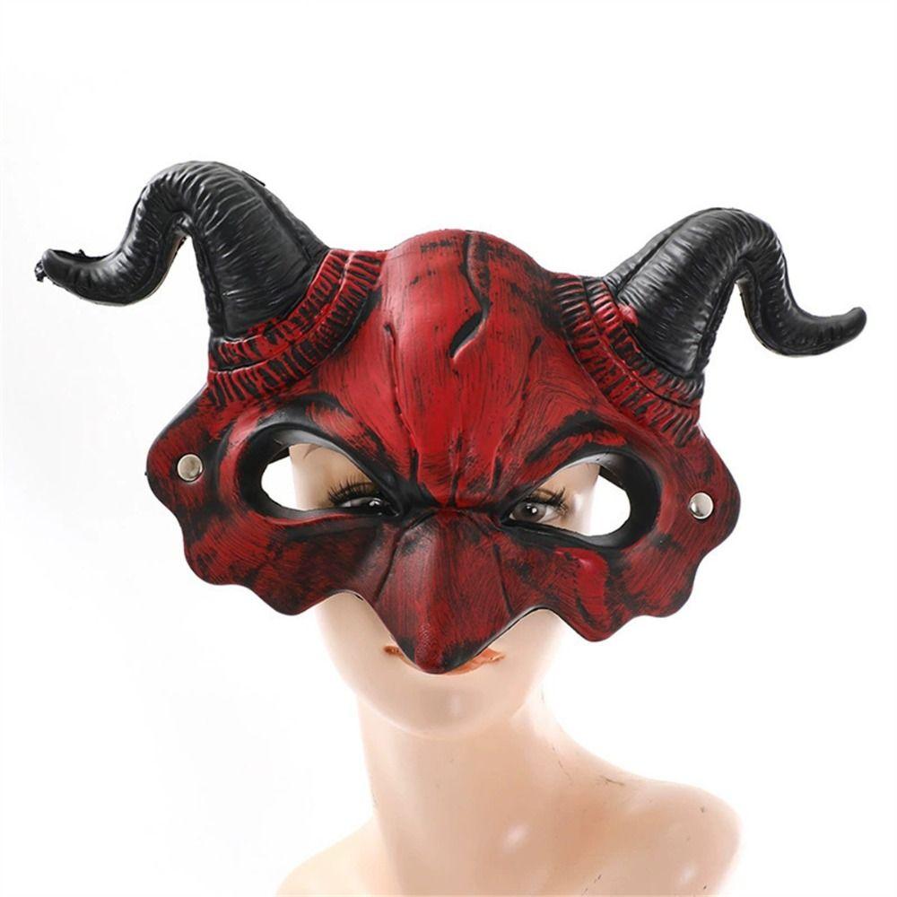 Demon Goat Horn Mask Cattle Cosplay Masquerade Creative Halloween Mask  Unisex