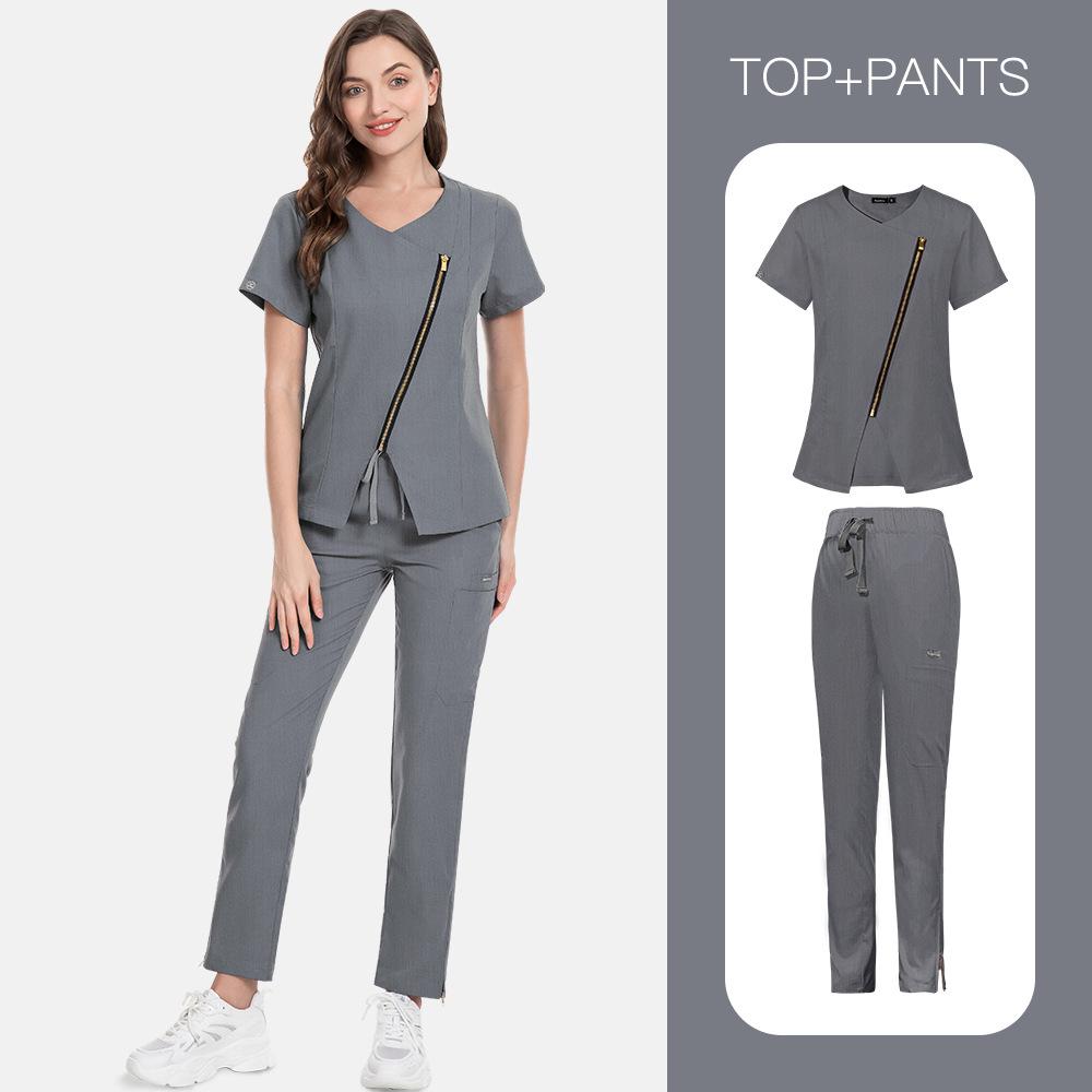 Beauty Salon Spa Private Club Confinement Center Hand Washing Clothes Surgical Clothes Nursing Clothes Solid Color Staff Uniform Embroidery Characters