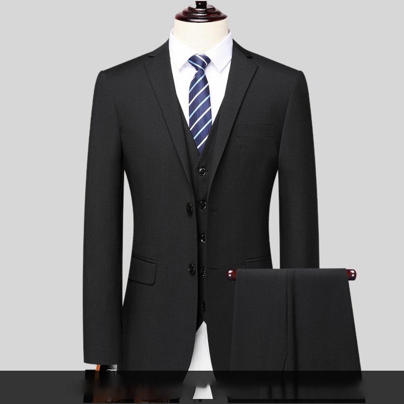 Pánský oblek se dvěma knoflíky (oblek + kalhoty) Pohledný Slim-fit Business Professional Work Formální dvoudílná sada XS-6XL