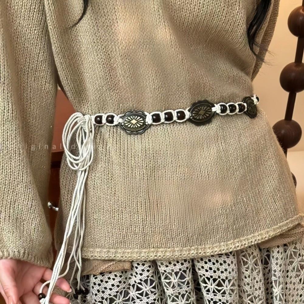 Beaded Ethnic Style Belt Wooden Waist Chain Retro Bohemian Waist Belt  Skirt