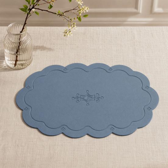 2 Pcs Leather Placemats with Embossment Design No-Slip Heat Resistant Table Mats
