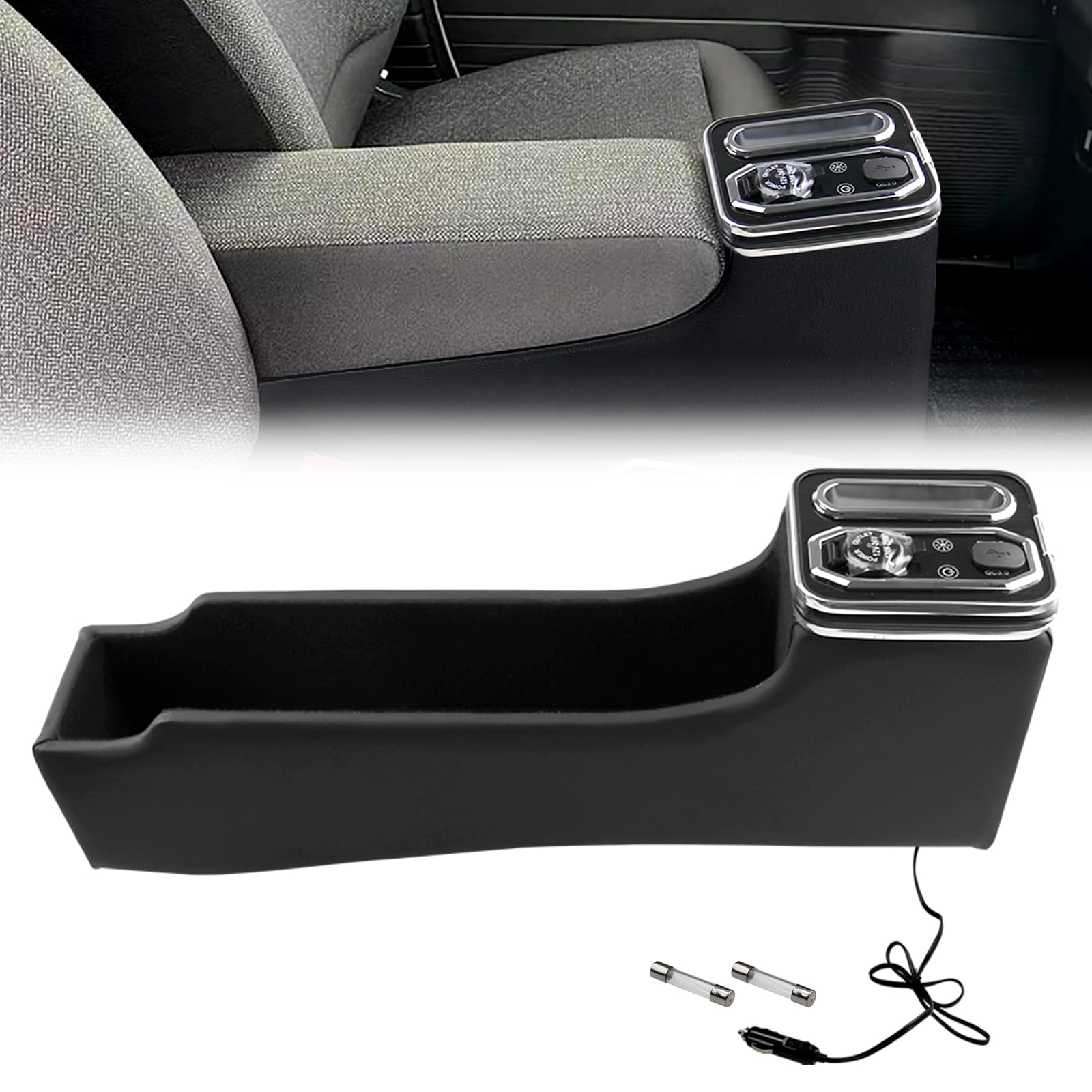 

Sporacingrts JF5 Parts Console Box Car Storage Car Accessories Dedicated Armrest Console Box Compatible with NBOX Custom JF3 JF4 JF5 JF6 with USB LED