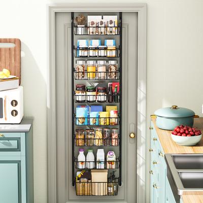 Cesta de almacenamiento colgante para puerta multicapa Sin perforaciones y Ahorra espacio Ideal para organizador del hogar Negro