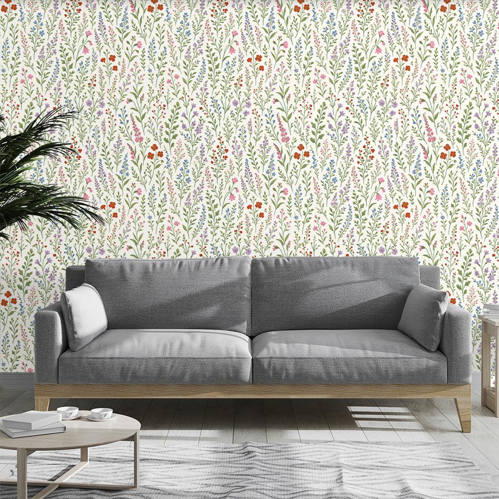 Small Floral Peel and Stick Wallpaper Wildflower Botanical Removable Self Adhesive Contact Paper for Bathroom Bedroom Nursery