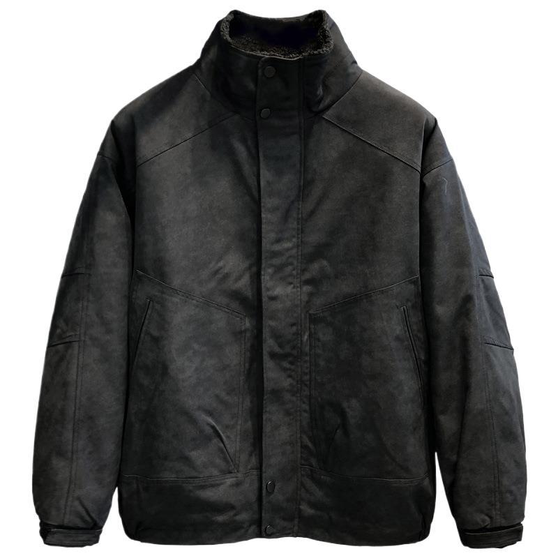 

Vintage Thickened Motorcycle Stand-Up Jacket Men s Winter Warm Fleece Jacket M