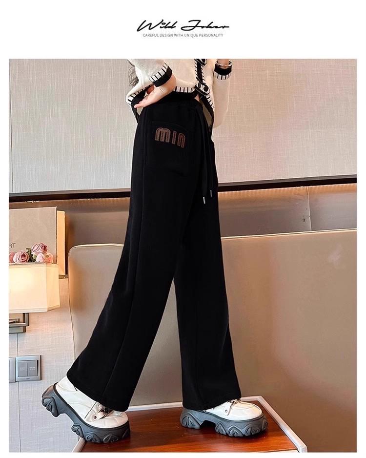Girls' Fleece-Lined Wide-Leg Pants: 2025 Autumn/Winter Casual Straight-Leg for Kids