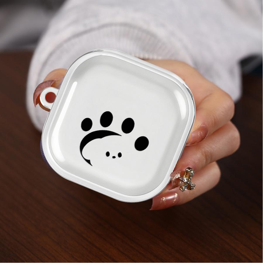 Cute Footprint Kitten Dog Case For Samsung Galaxy Buds 4Pro 4 Pro Live 2 3 FE 3Pro 2Pro Clear Earphone Cases Cover With Hook