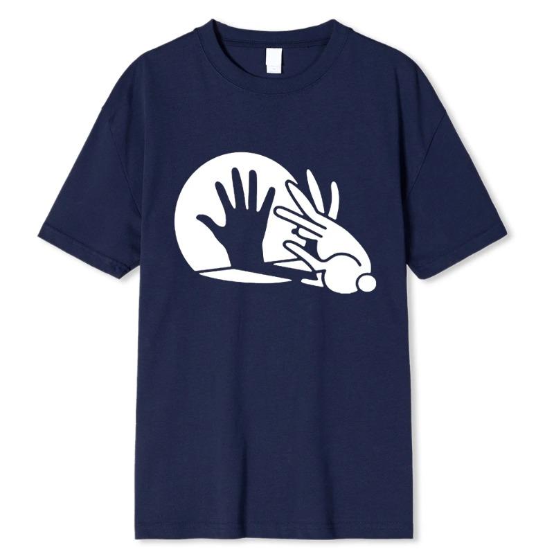 Men Funny Rabbit Shirt Animal Bunny Lover Shadow Play Pun Gift T-Shirt Oversized Tops Shirt Prevailing 100% Cotton T-Shirts Men’s